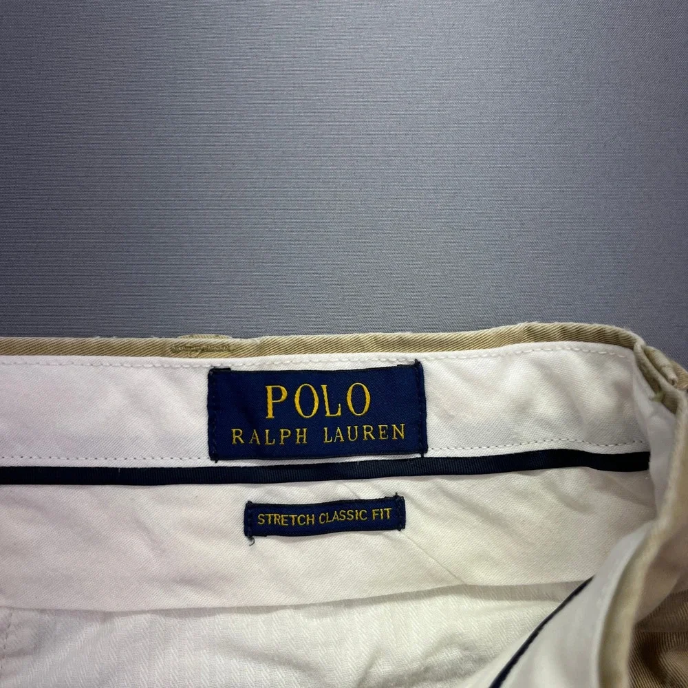 Polo Ralph Lauren Stretch Classic Fit Chino Pants‎ Khaki Beige Mens 35x30